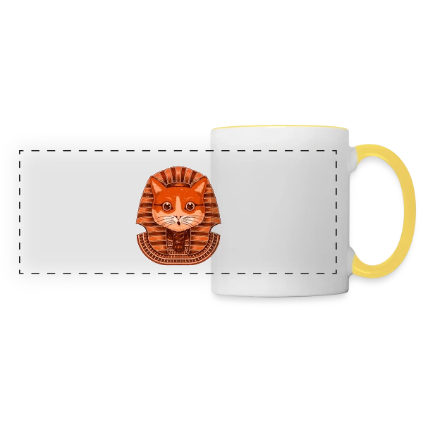 Pharaon Félin sur Mug panoramique contrasté et blanc