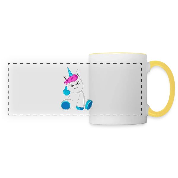 Licorne Furieuse Doigt d'Honneur sur Mug panoramique contrasté et blanc