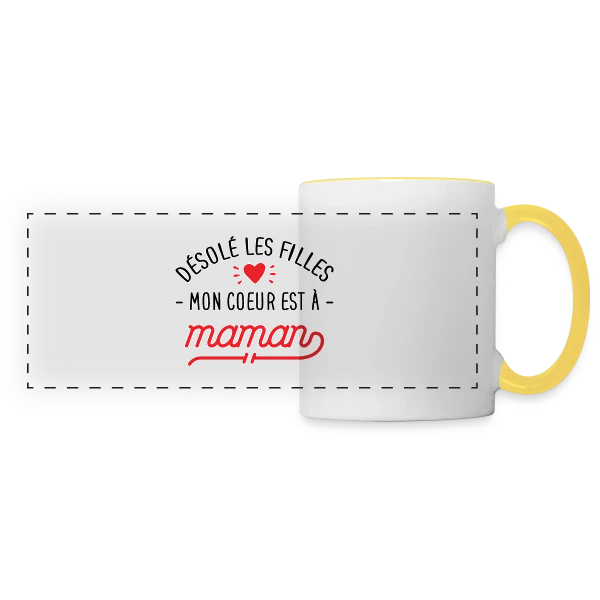Désolé les Filles, Mon Cœur est à Maman : T-shirt Bébé sur Mug panoramique contrasté et blanc