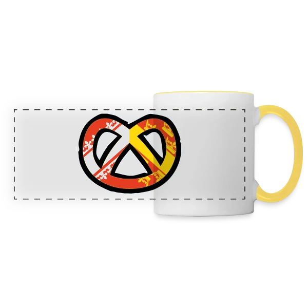 Humour Logo Bretzel Alsace sur Mug panoramique contrasté et blanc