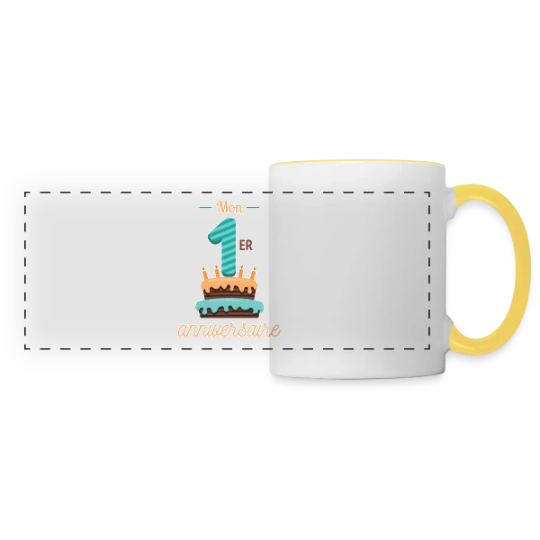 Mon Premier Anniversaire Garçon sur Mug panoramique contrasté et blanc