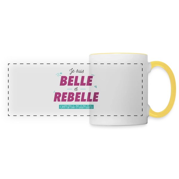 "Belle et Rebelle comme Maman" sur Mug panoramique contrasté et blanc