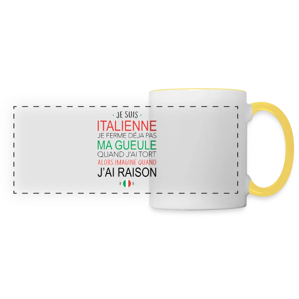 "Italienne : Ma Voix, Ma Loi" sur Mug panoramique contrasté et blanc