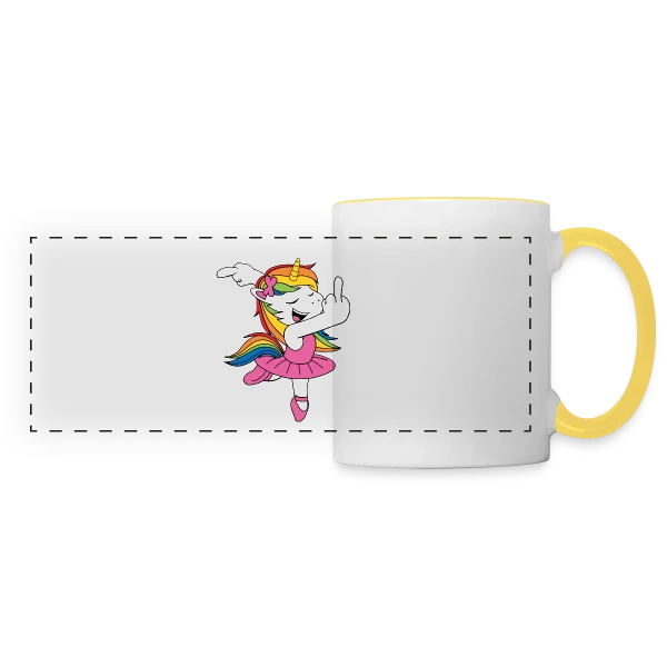 Licorne Rebelle Danseuse sur Mug panoramique contrasté et blanc