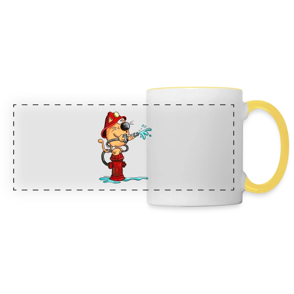 Le Chat Pompier Rigolo sur Mug panoramique contrasté et blanc