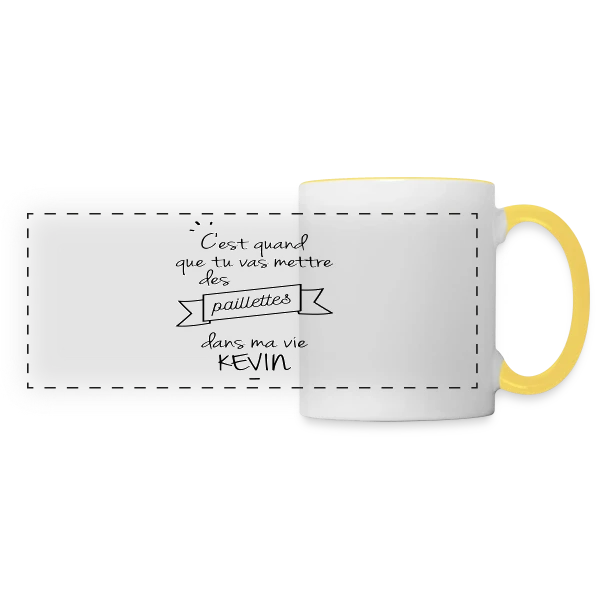 Kevin : Des Paillettes dans Ma Vie ! sur Mug panoramique contrasté et blanc