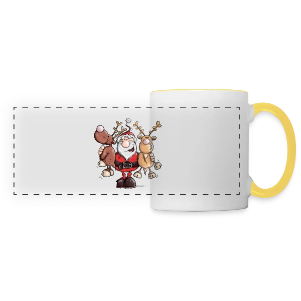 Le Père Noël Câline ses Rennes - Esprit de Noël sur Mug panoramique contrasté et blanc