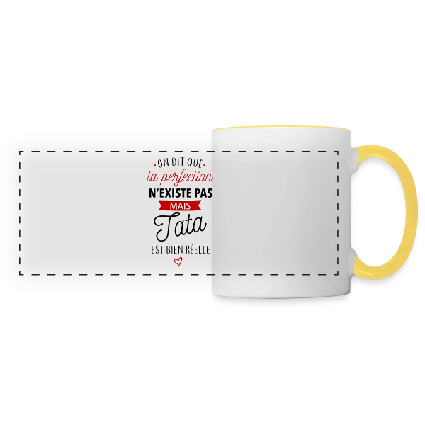 Ma Tata, la Perfection existe sur Mug panoramique contrasté et blanc