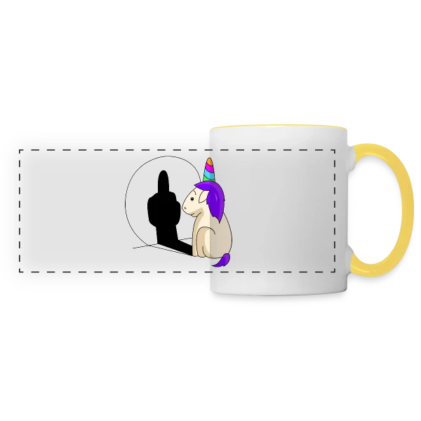 Licorne Impertinente Ombre sur Mug panoramique contrasté et blanc