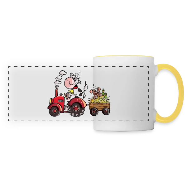 La Vache au Volant, le Cochon à Bord - T-shirt Agricole Fun sur Mug panoramique contrasté et blanc