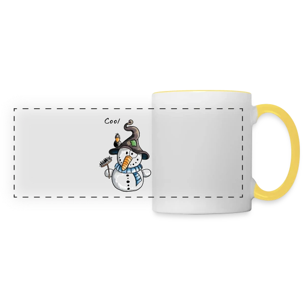 Bonhomme de Neige Rigolo - Hiver Enchanté sur Mug panoramique contrasté et blanc