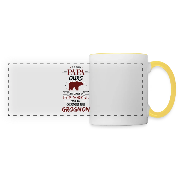 Papa Ours Grognon sur Mug panoramique contrasté et blanc
