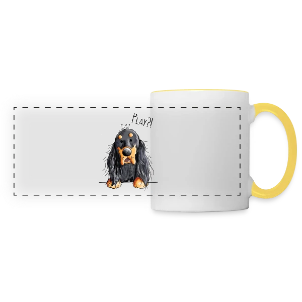 Gordon Setter Rigolo Style BD sur Mug panoramique contrasté et blanc