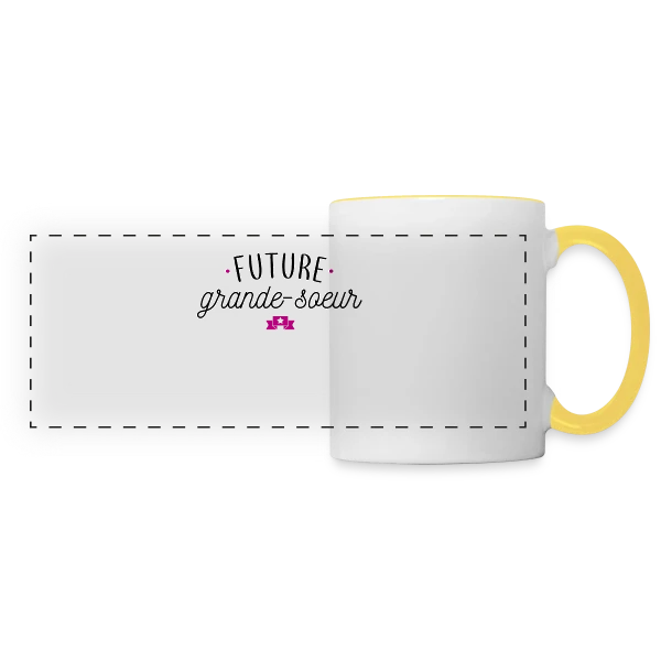 Future Grande Sœur : Annonce Originale & Cadeau Mignon sur Mug panoramique contrasté et blanc