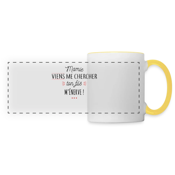 Humour : Mamie, Ton Fils M'Énerve ! sur Mug panoramique contrasté et blanc