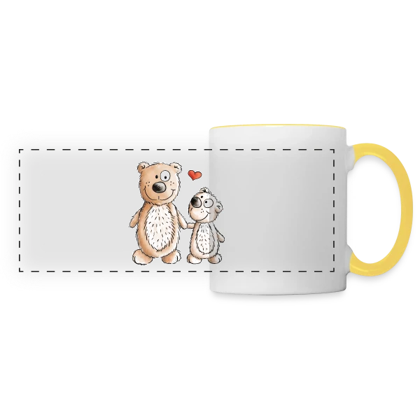 Amour Oursons Câlins sur Mug panoramique contrasté et blanc
