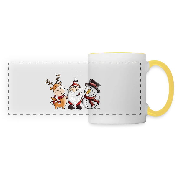 Ho Ho Ho Père Noël et ses Amis - Fête de Noël sur Mug panoramique contrasté et blanc