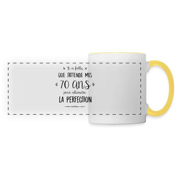 70 Ans : L'Âge d'Or de la Perfection sur Mug panoramique contrasté et blanc