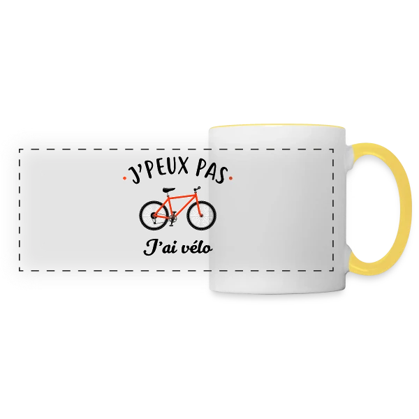 J'peux Pas J'ai Vélo sur Mug panoramique contrasté et blanc