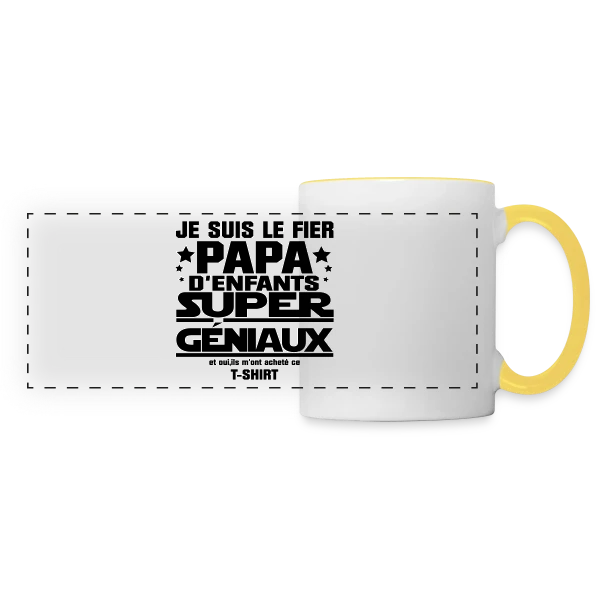 Fier Papa d'Enfants Géniaux sur Mug panoramique contrasté et blanc