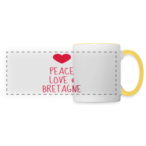 Peace Love Bretagne sur Mug panoramique contrasté et blanc