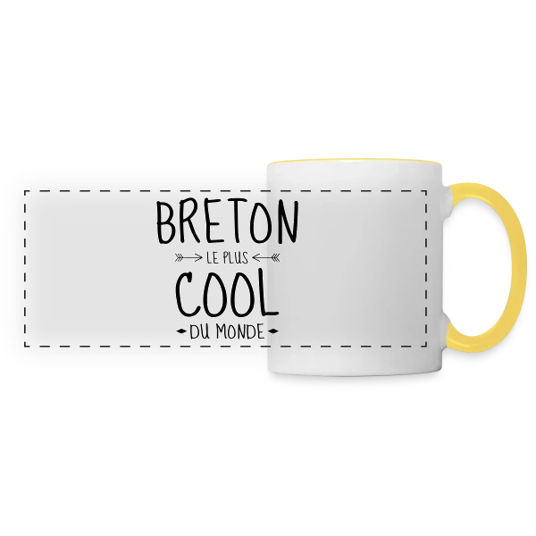 Breton le Plus Cool du Monde sur Mug panoramique contrasté et blanc
