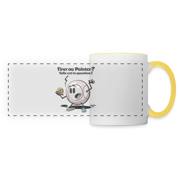 Pétanque : Tirer ou pointer ? sur Mug panoramique contrasté et blanc