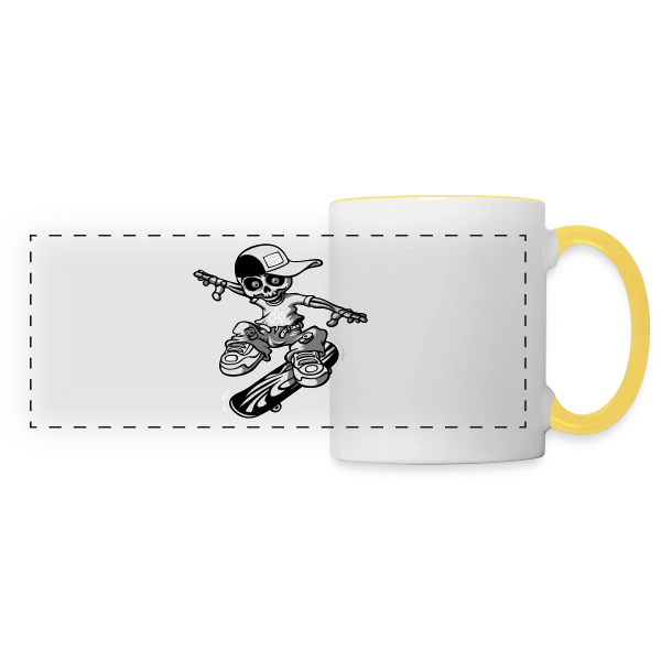 Squelette Skateur : Le Rider de l'Au-delà sur Mug panoramique contrasté et blanc