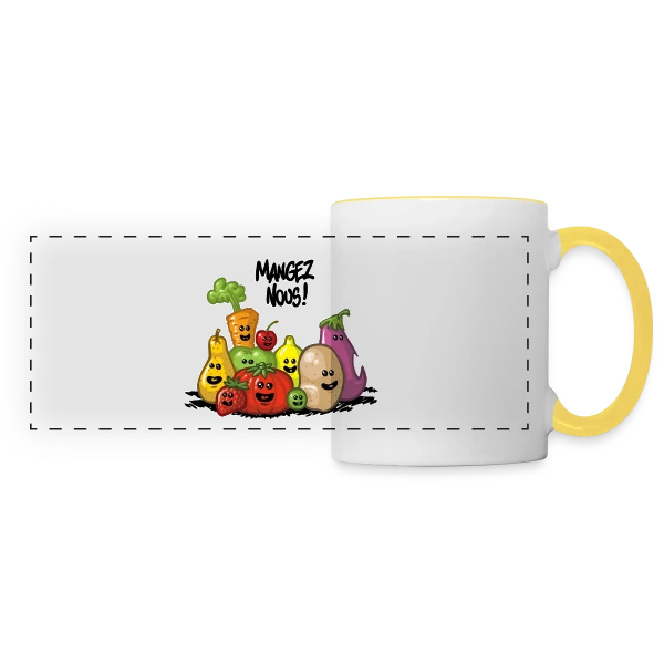 Fruits et Légumes Frais sur Mug panoramique contrasté et blanc