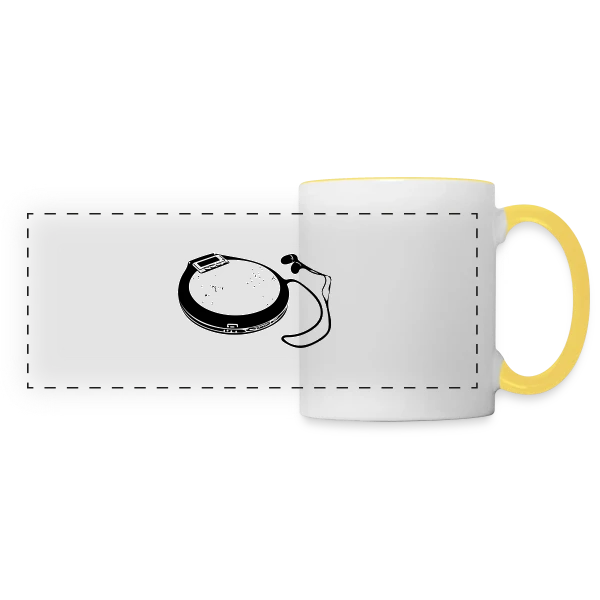 Discman Rétro Audio sur Mug panoramique contrasté et blanc