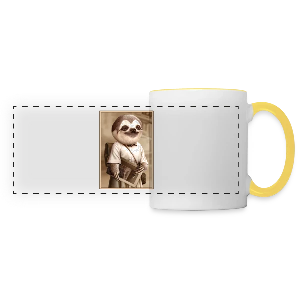 Le Paresseux Écolier sur Mug panoramique contrasté et blanc