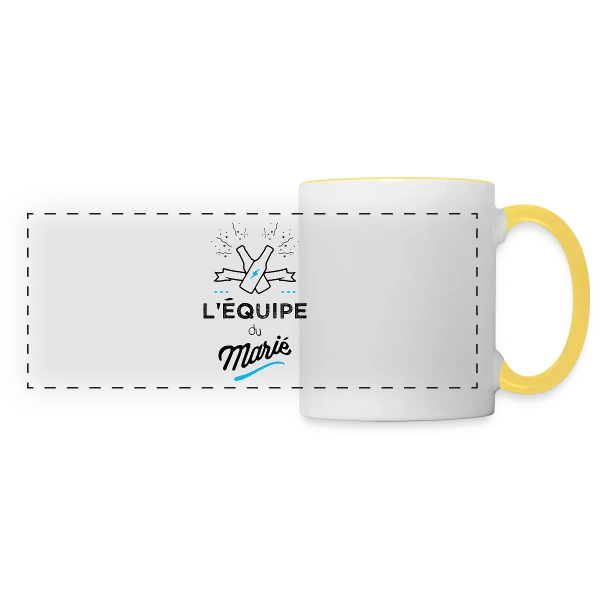 EVG L'Équipe du Marié sur Mug panoramique contrasté et blanc
