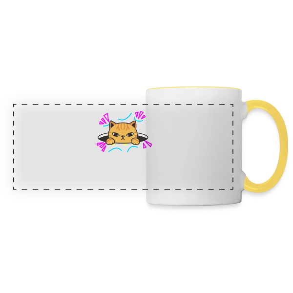 Chat Mignon Néon 90s sur Mug panoramique contrasté et blanc