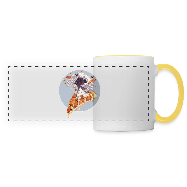 La Grande Vague de Pizza Kanagawa sur Mug panoramique contrasté et blanc