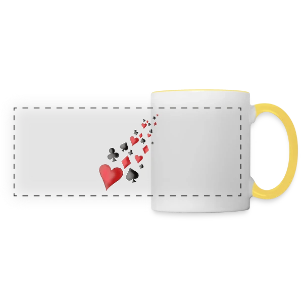 Envolée de Cartes à Jouer sur Mug panoramique contrasté et blanc