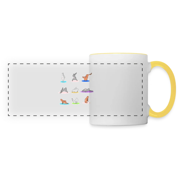 Lapin Yoga: Joyeuses Pâques Zen sur Mug panoramique contrasté et blanc
