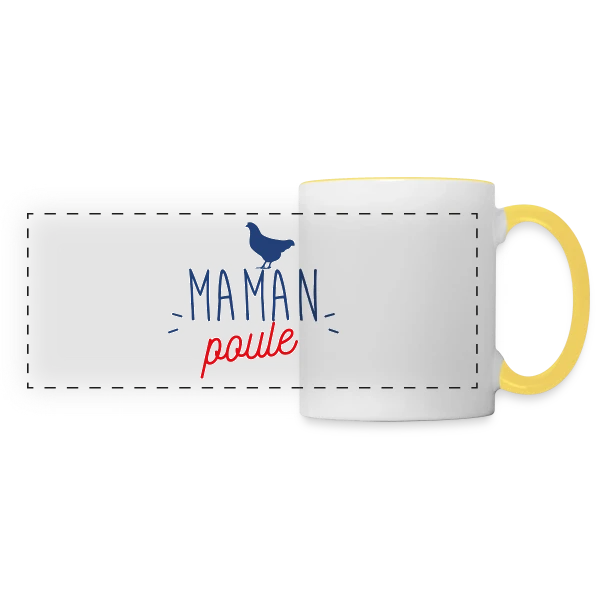 Maman Poule : L'Amour Protecteur d'une Mère sur Mug panoramique contrasté et blanc
