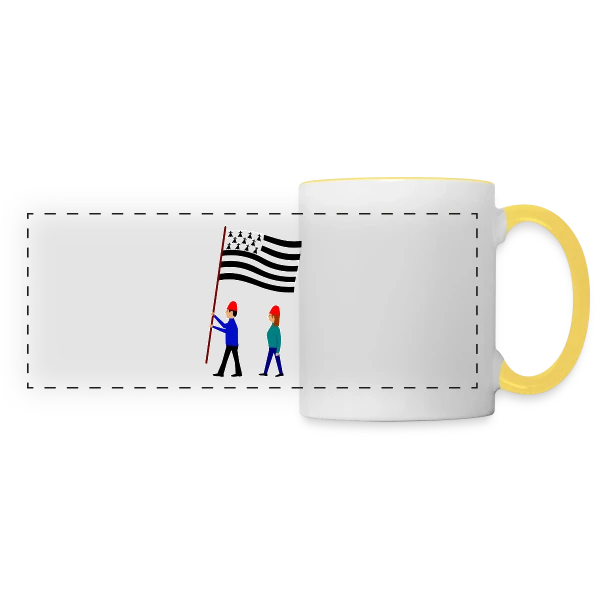 Fierté Bretonne en Drapeaux sur Mug panoramique contrasté et blanc