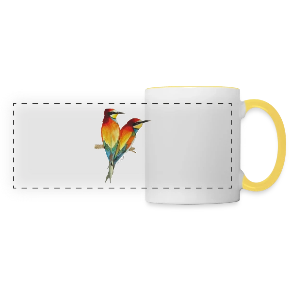 Guêpiers d'Europe Colorés sur Mug panoramique contrasté et blanc