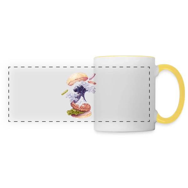 La Vague Gourmande de Kanagawa sur Mug panoramique contrasté et blanc