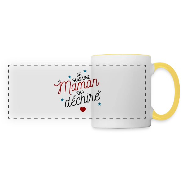 Maman qui déchire sur Mug panoramique contrasté et blanc