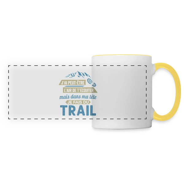 Dans ma Tête, je Fais du Trail Running sur Mug panoramique contrasté et blanc