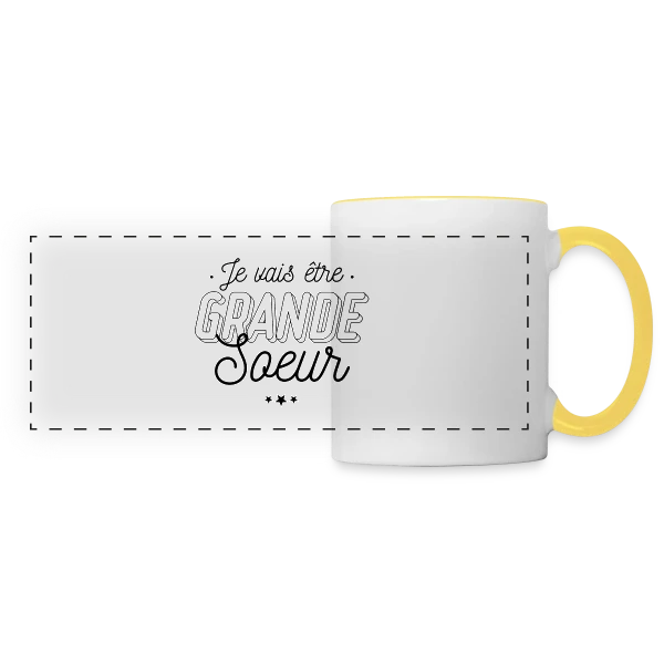 Future Grande Sœur : Annonce de Joie sur Mug panoramique contrasté et blanc