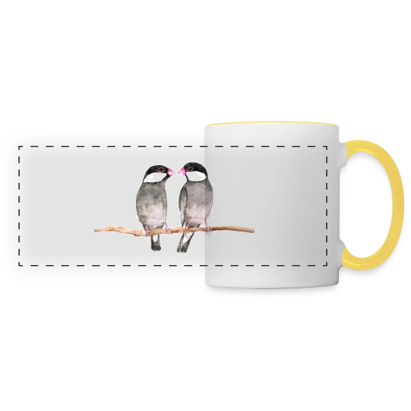 Couple de Diamants Mandarins sur Mug panoramique contrasté et blanc