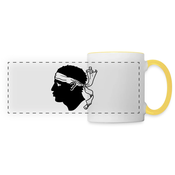 Tête de Maure Corse Authentique sur Mug panoramique contrasté et blanc