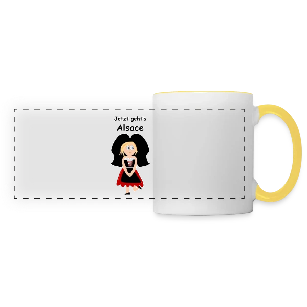 Alsacienne Traditionnelle Joyeuse sur Mug panoramique contrasté et blanc