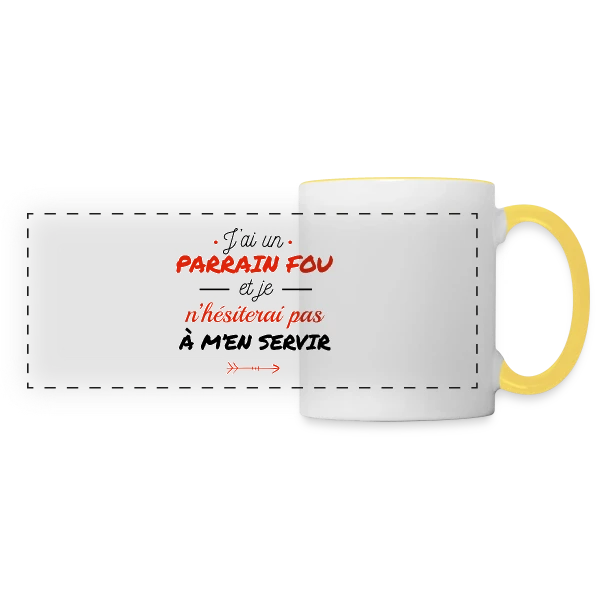 Mon Parrain Dément sur Mug panoramique contrasté et blanc