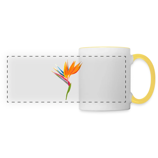 Fleur Oiseau Paradis Exotique sur Mug panoramique contrasté et blanc