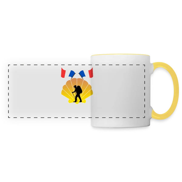 Chemin de Compostelle: La Randonnée Spirituelle du Pèlerin sur Mug panoramique contrasté et blanc