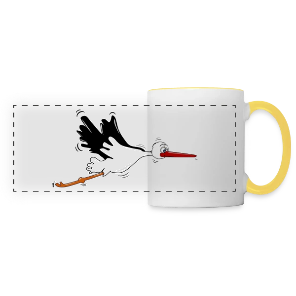 Cigogne d'Alsace Animal Emblématique sur Mug panoramique contrasté et blanc